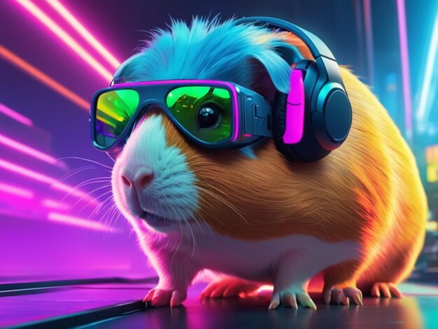 Cute hamster wearing sunglasses animal on summer vacation animal illustration