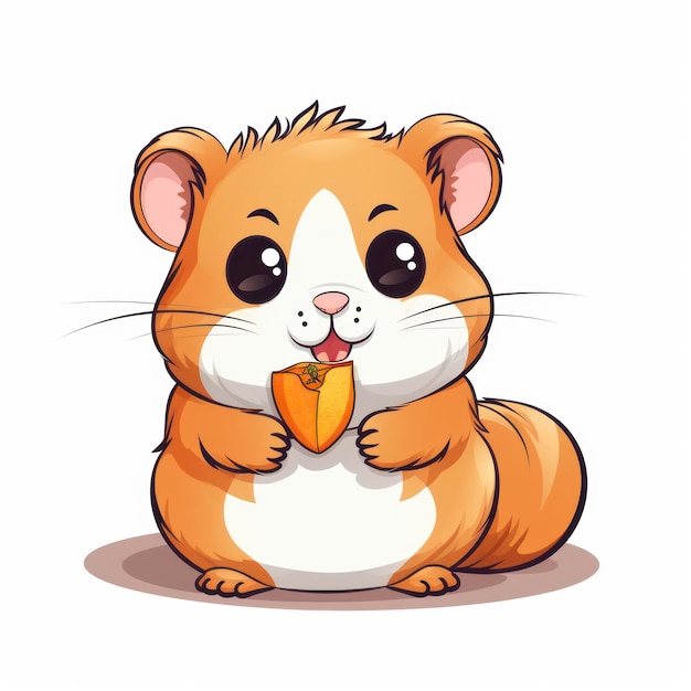 Photo cute hamster with nuts design for tshirt black outlines white background