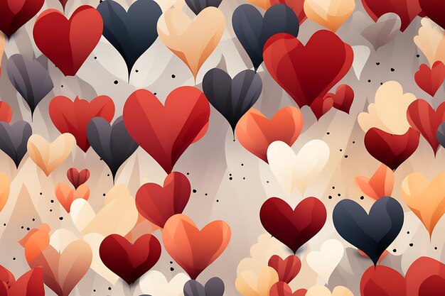 Cute hand drawn hearts seamless pattern AI generated