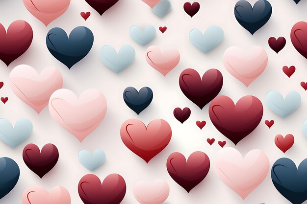 Cute hand drawn hearts seamless pattern AI generated