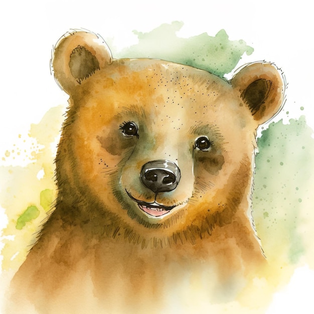 Cute hand drawn illustration of a cartoon bear that can be used for a children's picture book