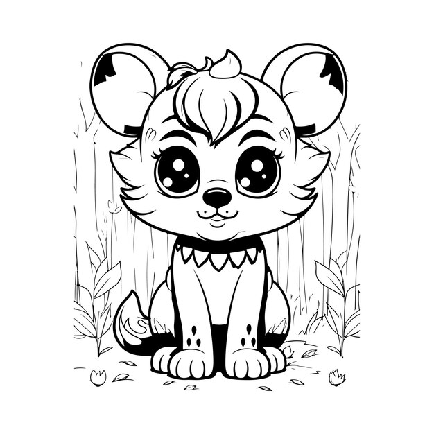 cute hand drawn tiger coloring page illustration generative ai