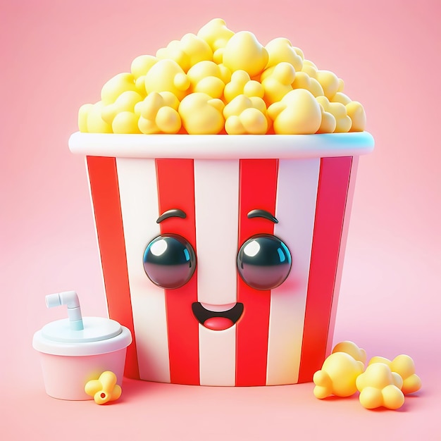 Photo cute happy 3d smile popcorn