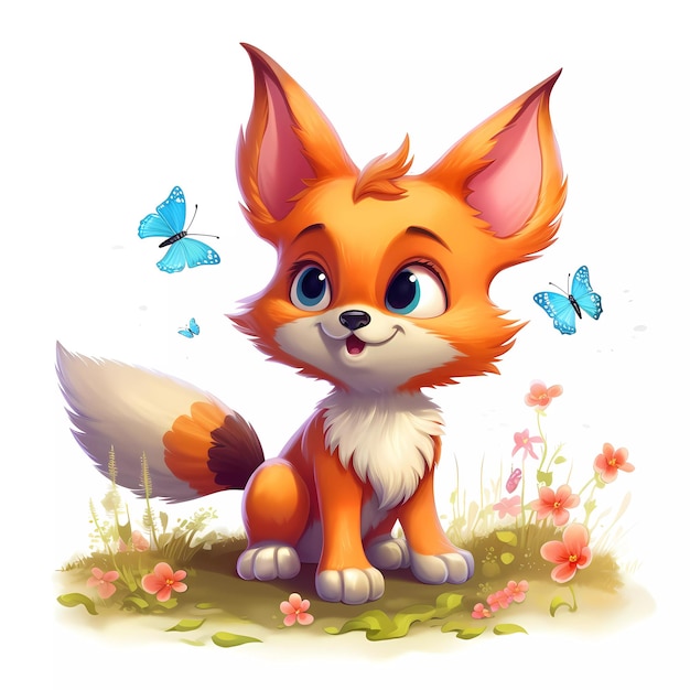 Photo cute and happy baby fox artwork clipart