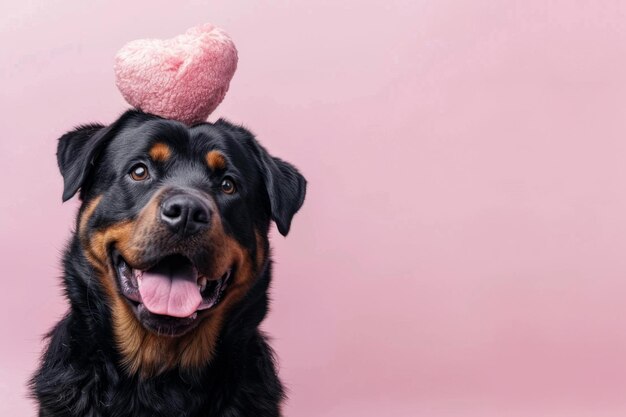 Photo cute happy black and tan rottweiler