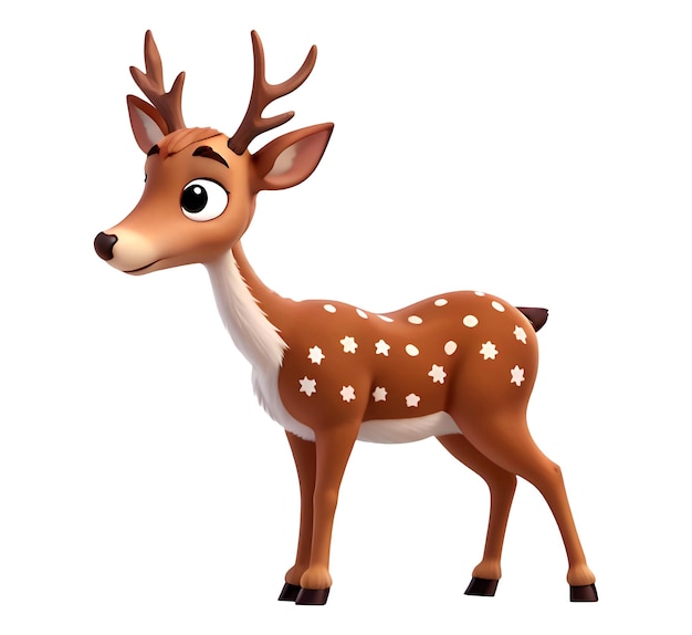 Cute and happy cartoon christmas deer character isolated on background