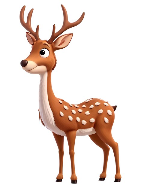 Cute and happy cartoon christmas deer character isolated on background