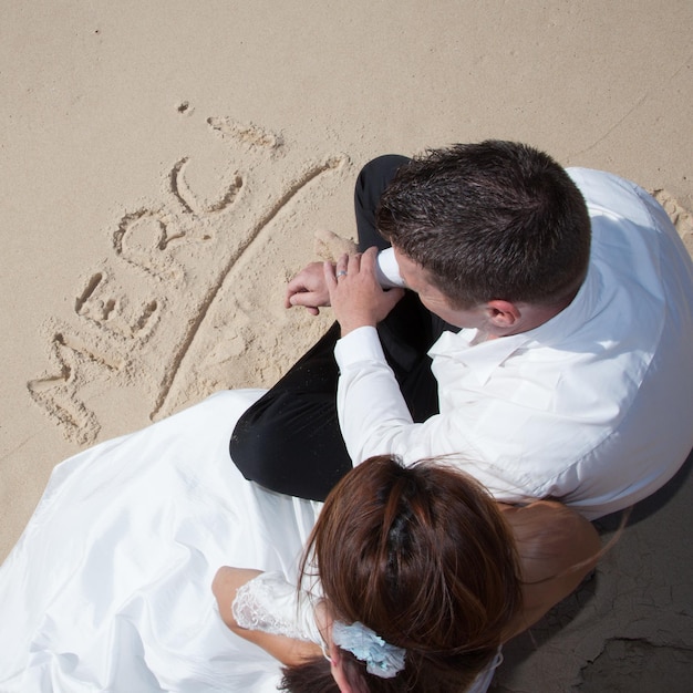 Cute happy couple on the beach