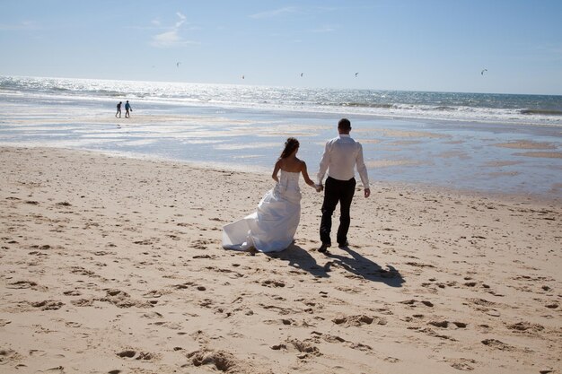 Cute happy couple on the beach