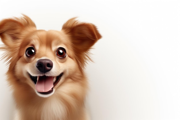 Photo cute happy dog on white background ai generated