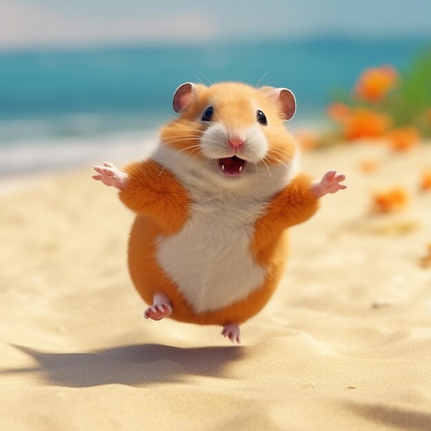 Cute happy hamster