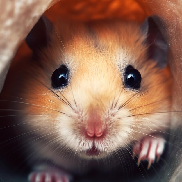 Photo cute happy hamster