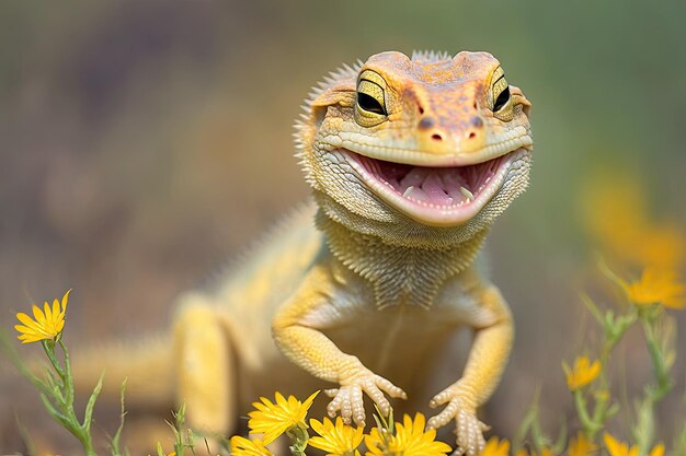 A cute happy lizard