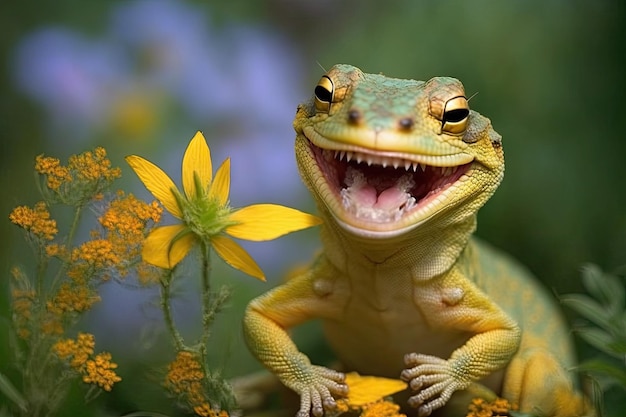 A cute happy lizard