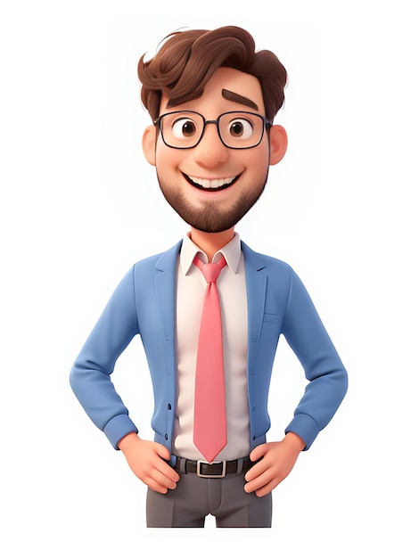 A CUTE AND HAPPY MALE TEACHER WHITE BACKGROUND AI GENERATED