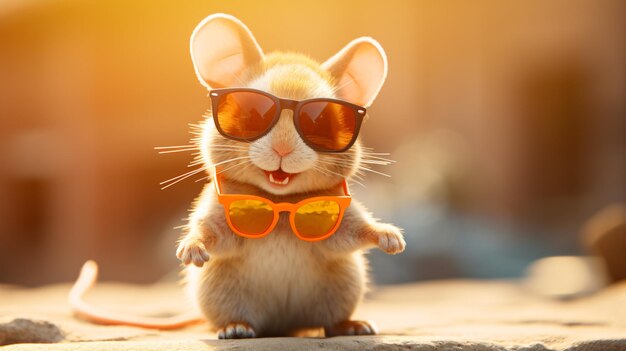 Cute Happy mouse with sunglasses