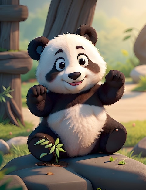 A Cute happy panda baby