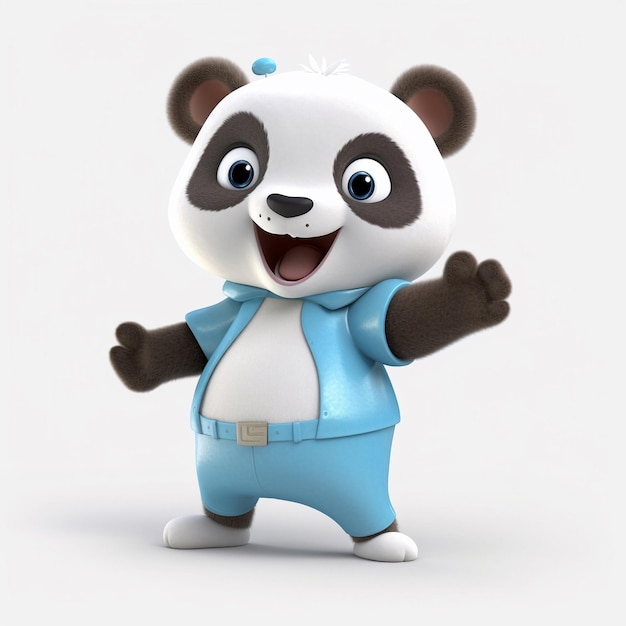 a cute happy panda character go to party isolated white background