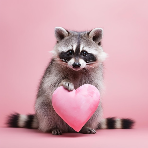 Photo cute happy racoon