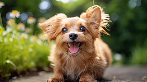 Photo cute happy small dog