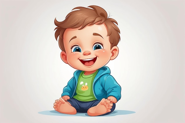 Photo cute happy smiling little baby boy adorable sitting and laughing cartoon toddler character baby emotions