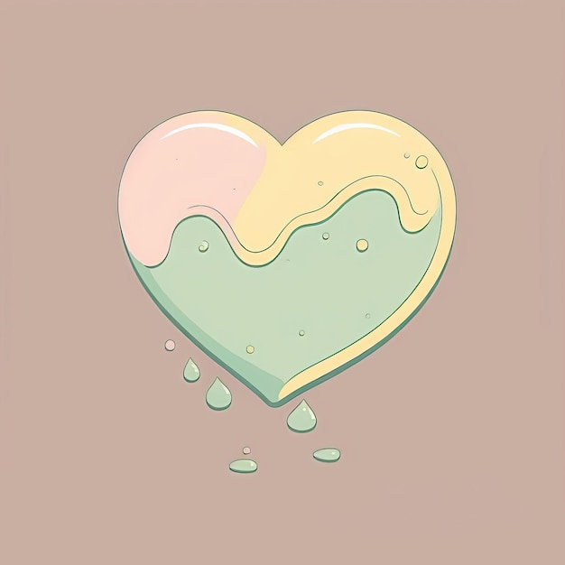 Cute heart 2D illustration cartoon Valentines day icon Card template