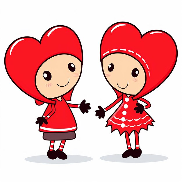 Photo cute heart couple holding hands isolated background