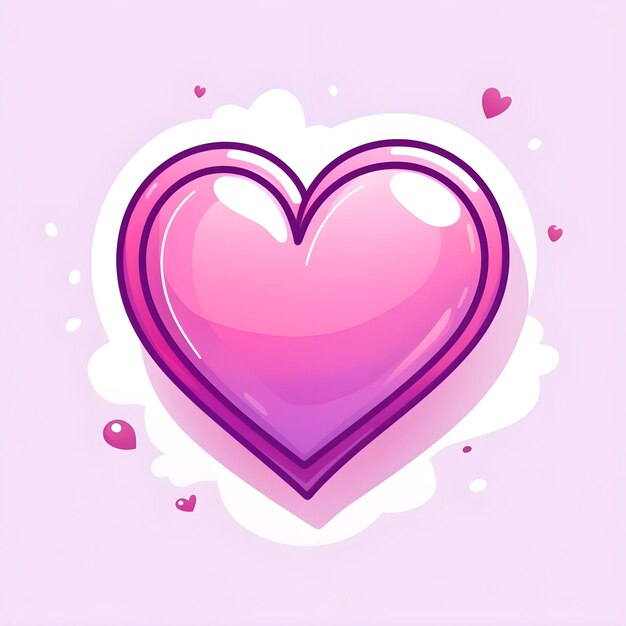 Photo cute heart digital art design in vibrant watercolor illustration style