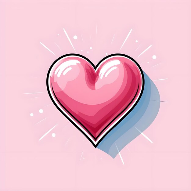 Photo cute heart digital art design in vibrant watercolor illustration style