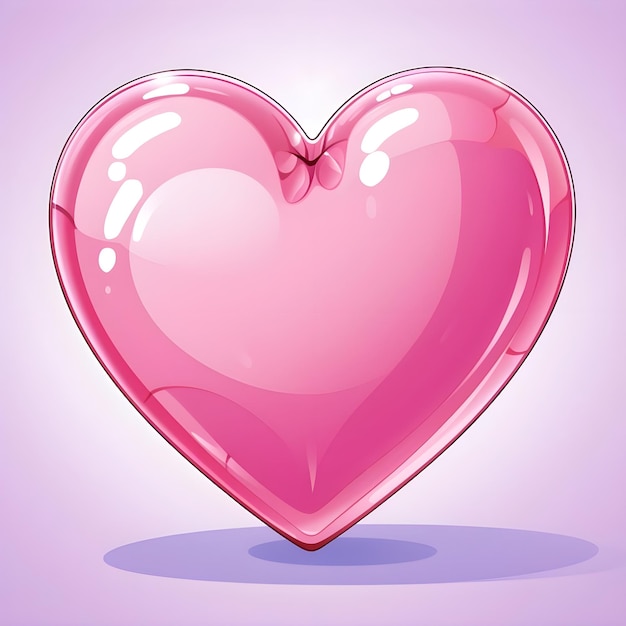 Cute heart digital art design in vibrant watercolor illustration style