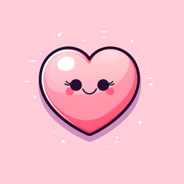 Cute heart digital art design in vibrant watercolor illustration style