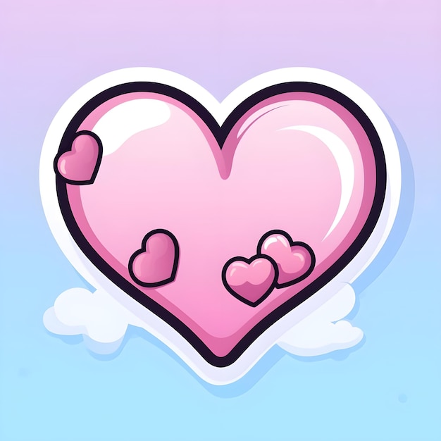 Photo cute heart digital art design in vibrant watercolor illustration style