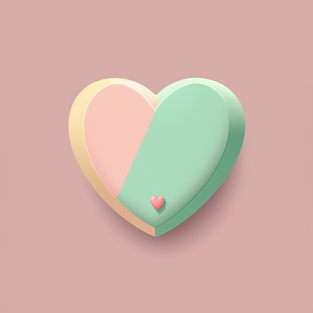 Cute heart illustration cartoon Valentines day icon Card template