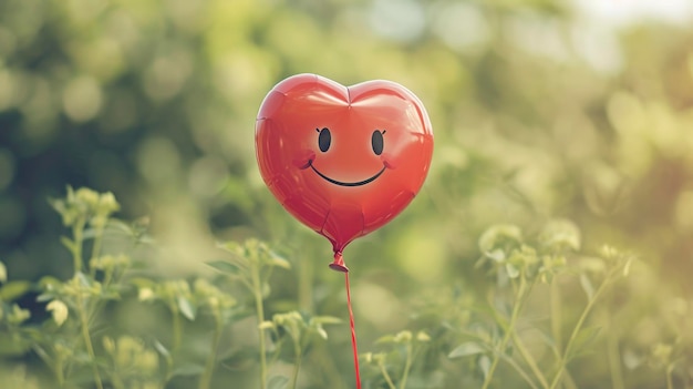 Милый воздушный шар в форме сердца на естественном фоне ко Дню Святого Валентина