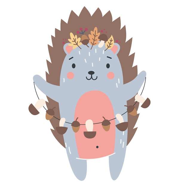 Cute Hedgehog for autumn child illustration