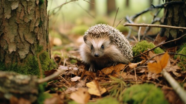 Photo cute hedgehog in forest