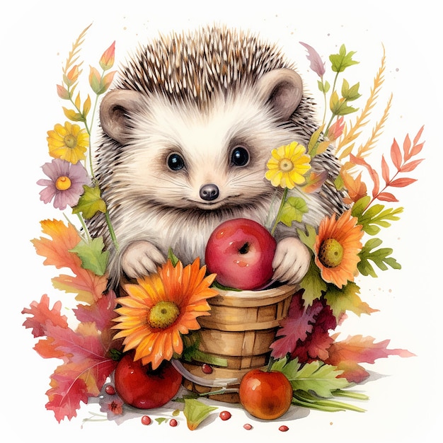 A cute hedgehog illustrator cartoon 3D