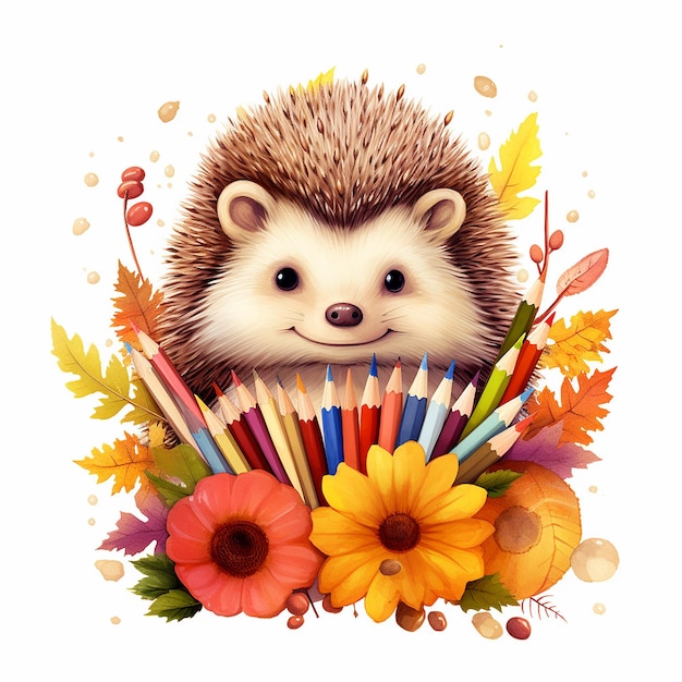 A cute hedgehog illustrator cartoon 3D