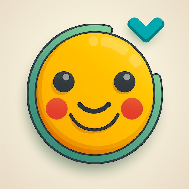 Cute highdetailed yellow 3D emoticon with speech bubble and heart for web vector illustration