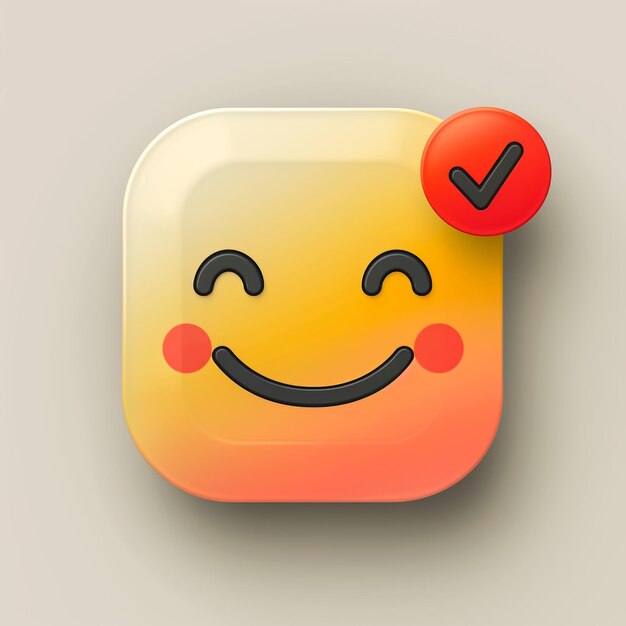 Cute highdetailed yellow 3D emoticon with speech bubble and heart for web vector illustration