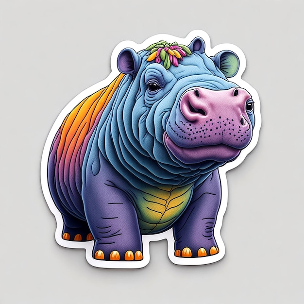 Cute hippo sticker