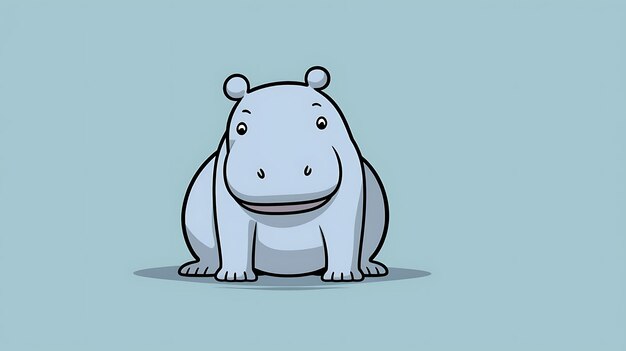 Photo cute hippopotamus cartoon pastel hippo background