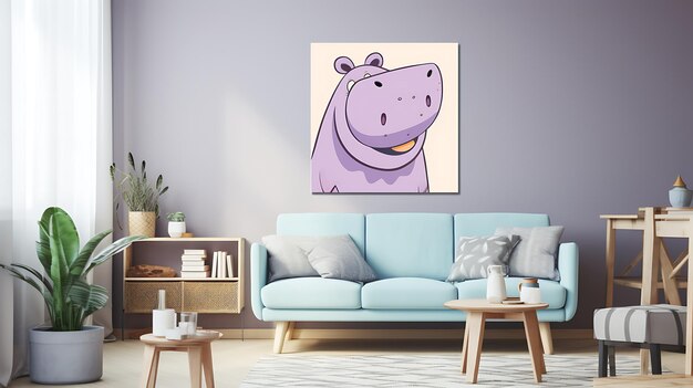 cute hippopotamus cartoon pastel hippo background