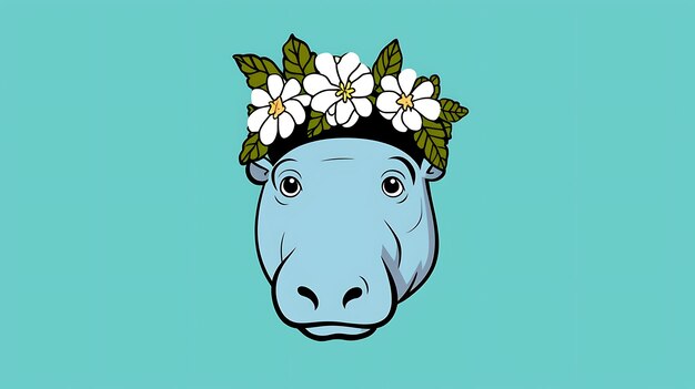 Photo cute hippopotamus cartoon pastel hippo background