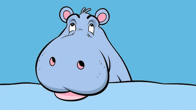 Photo cute hippopotamus cartoon pastel hippo background
