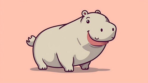 Photo cute hippopotamus cartoon pastel hippo background