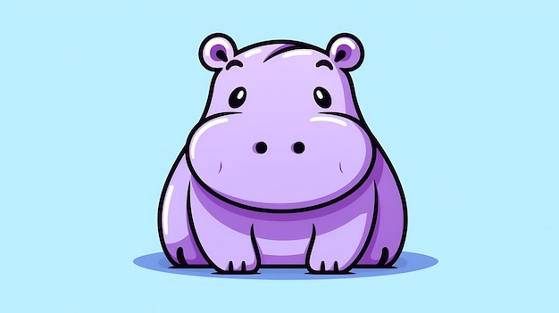 Photo cute hippopotamus cartoon pastel hippo background