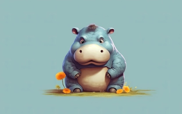 Photo cute hippopotamus