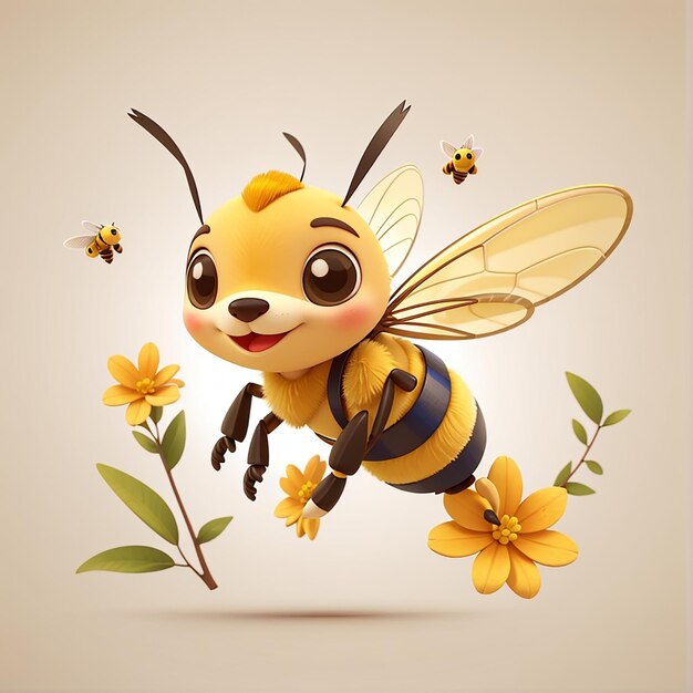 Милая летающая пчела мультфильм векторная икона иллюстрация животная природа икона концепция изолированная премия