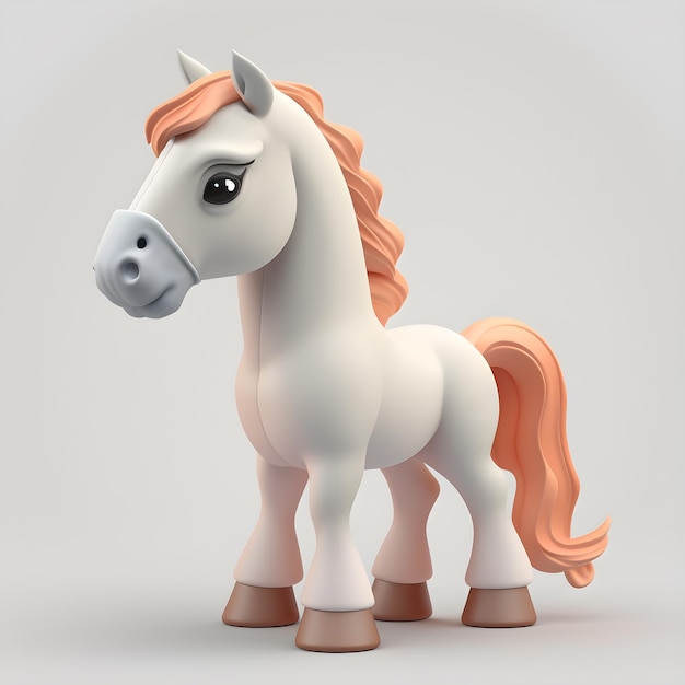 Cute horse character design generative ai